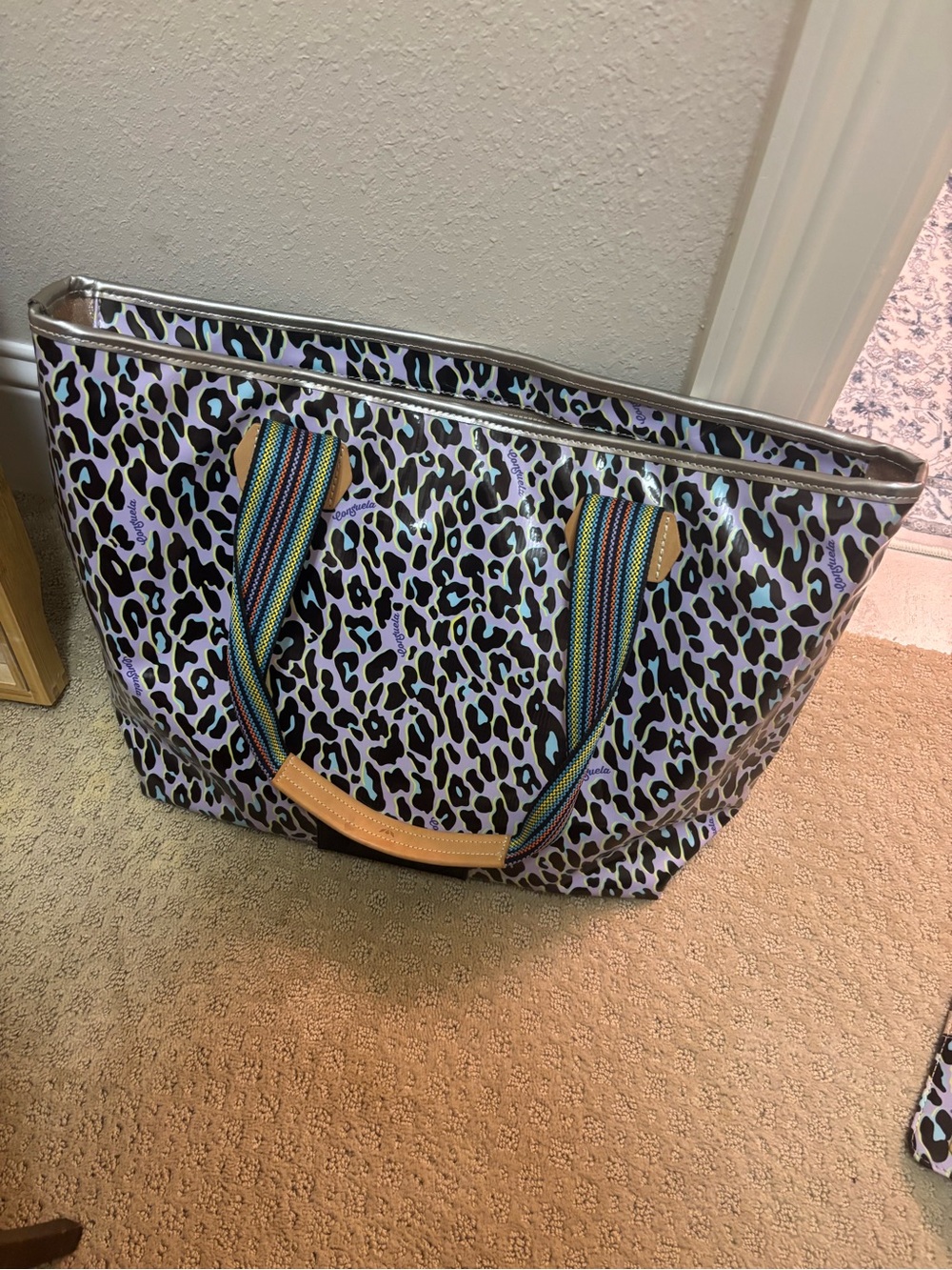 Consuela Leopard large zipper bag, smaller handle bag and zipper wallet.